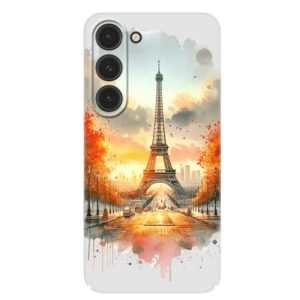 Unsere neuen Handyhüllen für iPhone & Samsung fangen den Charme von Paris ein, mit einer detaillierten Aquarellszene des Eiffelturms, umgeben von einem flammenden Himmel in Rot- und Orangetönen, die sich in der Seine widerspiegeln, unterbrochen von lebhaften Farbspritzern, die das pulsierende Stadtgefühl unterstreichen.